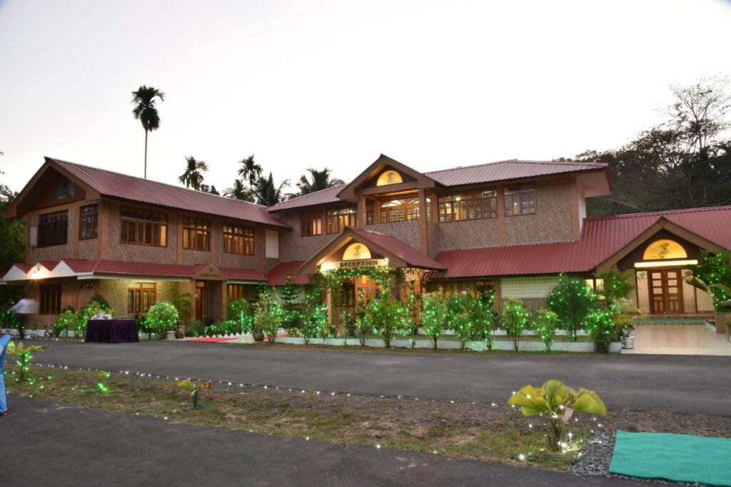 Reception and administrative block within the landscaped Lush Green Retreat estate